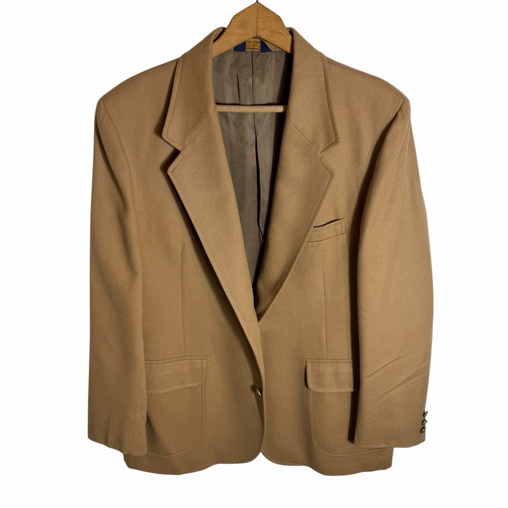 Vintage Pendleton 100% Virgin Wool Blazer Sport Coat USA Mens 46 Camel Brown